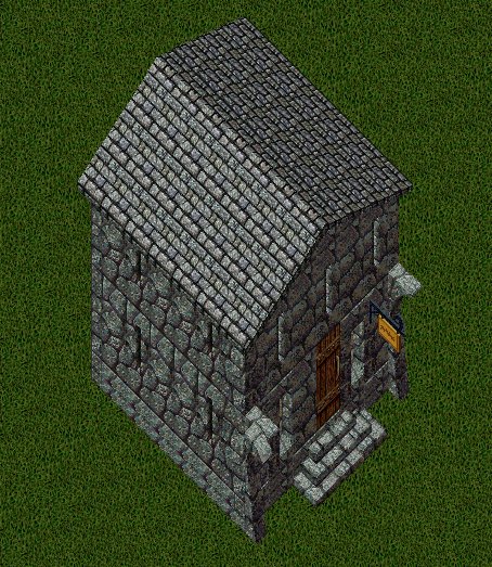 Volarian Stone House, outside, facing east, stage 2