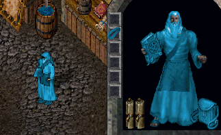 Lagoon hue on a robe, hood and spellbook